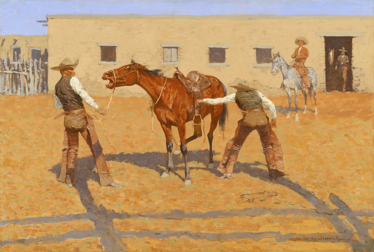 Hans første Leson, 1903, af Frederic S. Remington af Frederic Remington