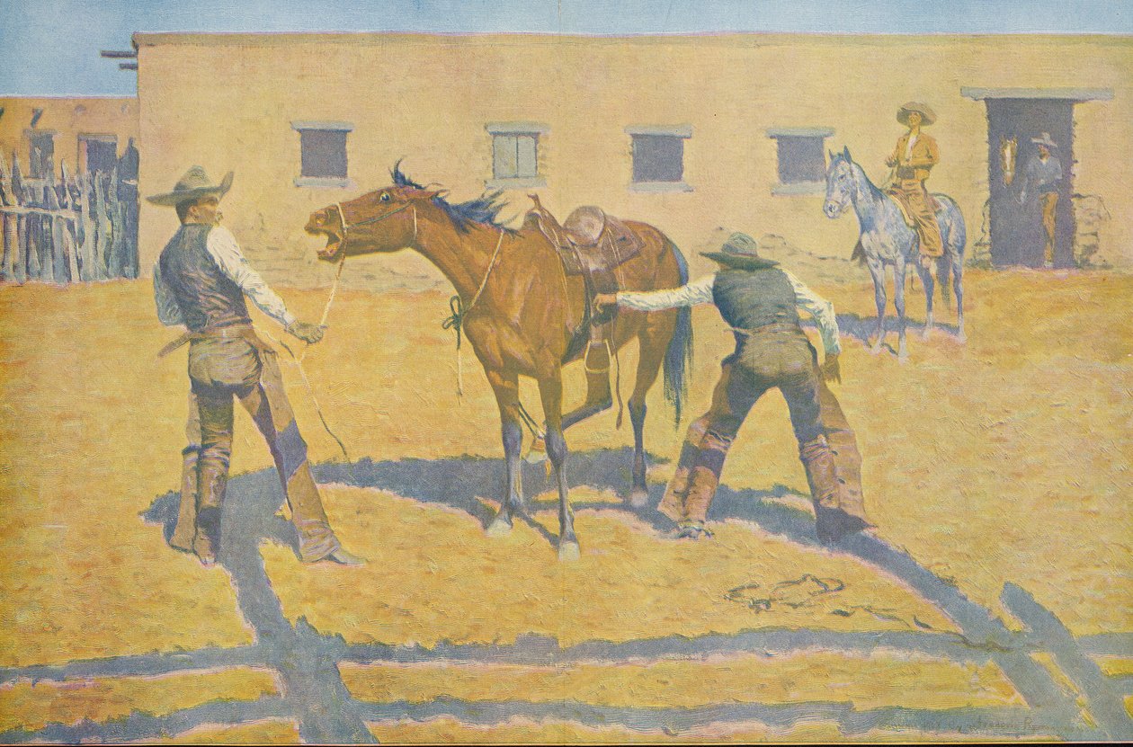 His First Lesson, fra Colliers Weekly, pub.1903 af Frederic Remington