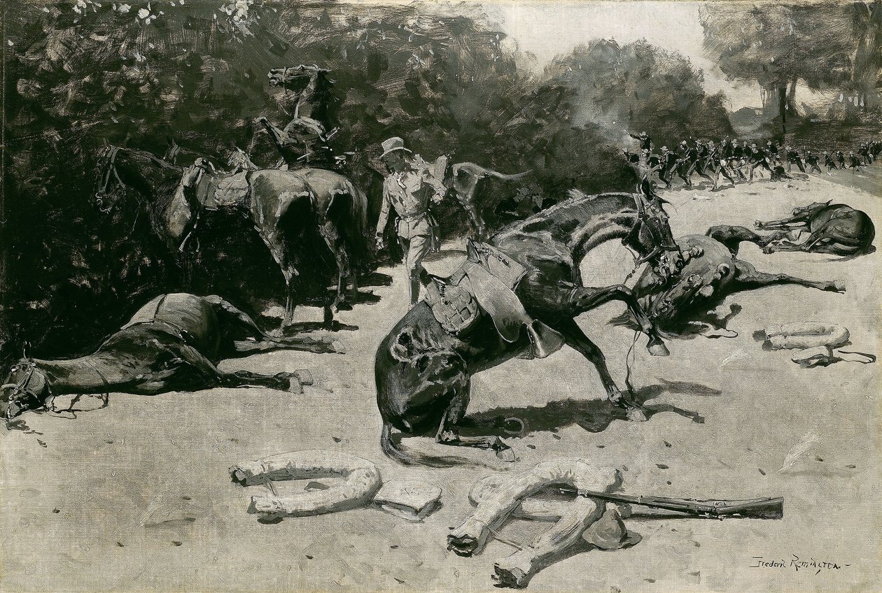 Hvordan hestene døde for deres land ved Santiago af Frederic Remington