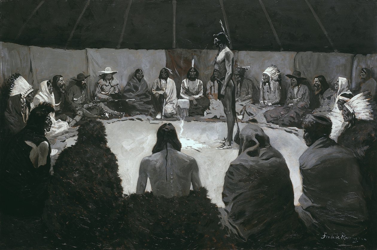 I Will Tell the White Man, ca. 1900 (olie på lærred) af Frederic Remington