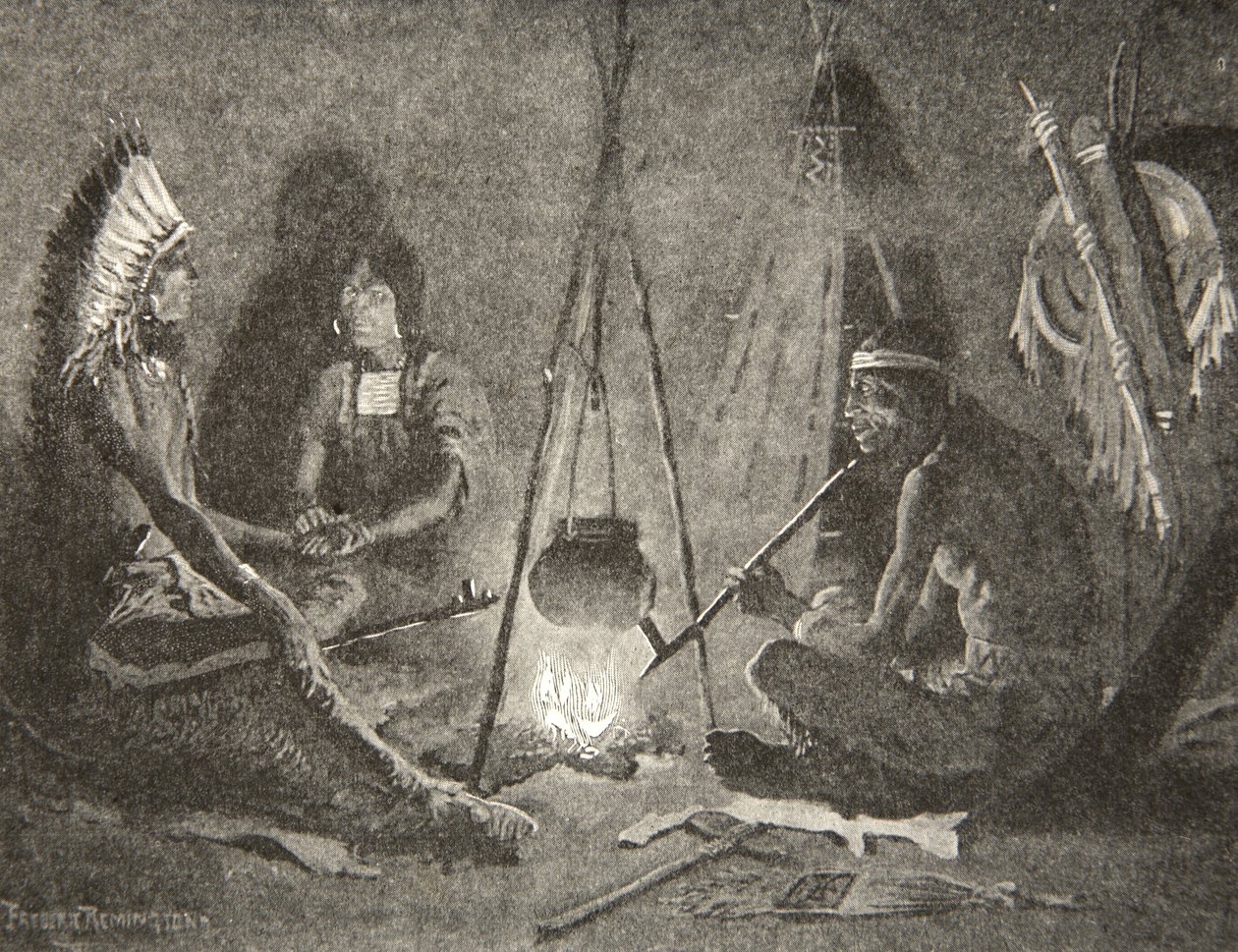 Jeg vil følge dig, min mand, fra The Song of Hiawatha af Henry Wadsworth Longfellow (1807-82), pub. af George G. Harrap und Company Ltd., 1911 af Frederic Remington