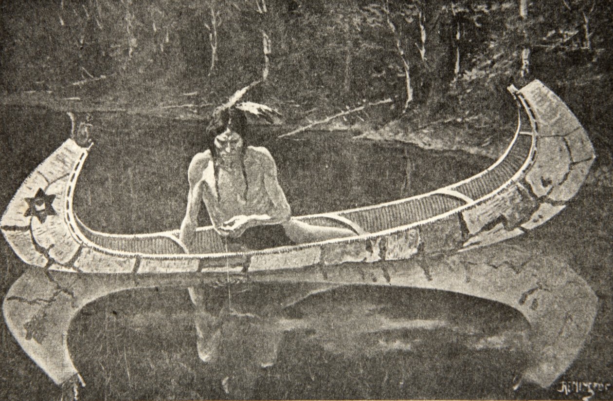 Sad længe og ventede på et svar fra The Song of Hiawatha af Henry Wadsworth Longfellow (1807-82), pub. af George G. Harrap und Company Ltd., 1911 af Frederic Remington