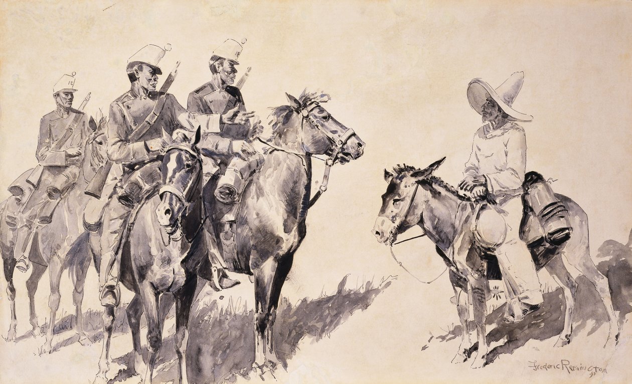 Mexicanske gendarmer spørger vejen, 1890 af Frederic Remington