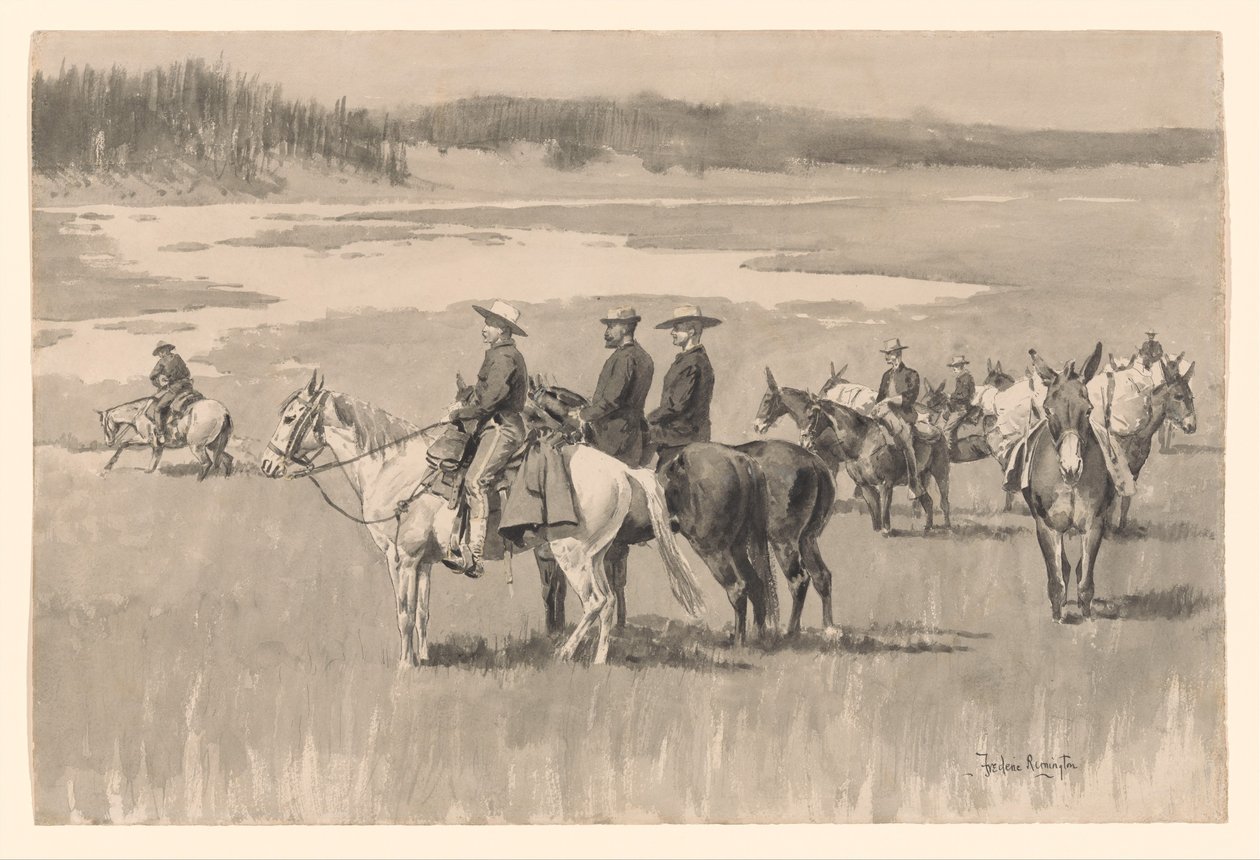 Ved flodens udspring - Burgess finder et vadested af Frederic Remington