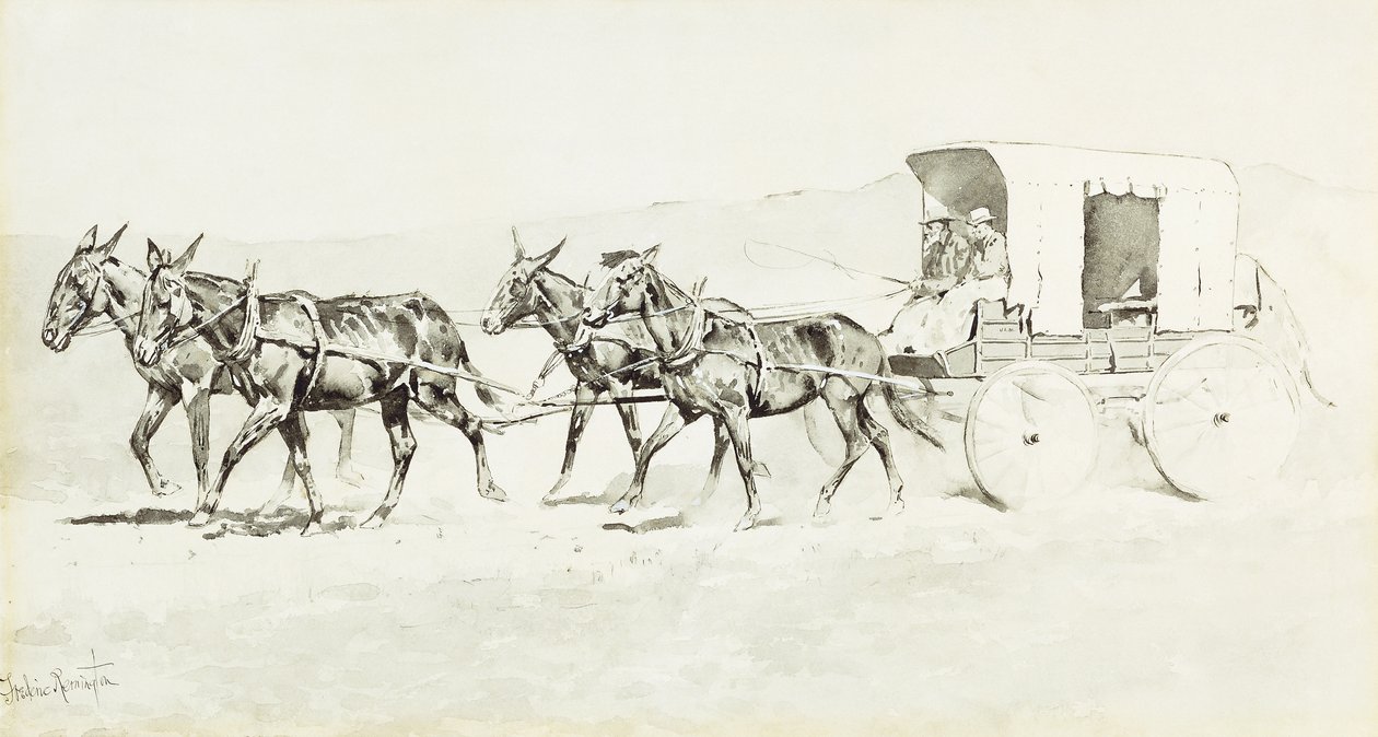 En af Williamsons stadier, ca. 1892 (pen og pensel og sort blæk og kinesisk hvid på papir) af Frederic Remington