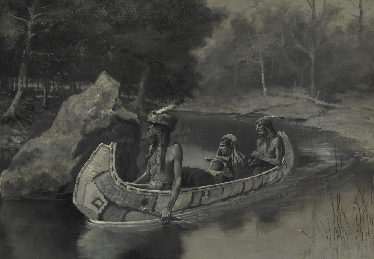Pitched It Sheer i floden. . . Hvor det stadig ses om sommeren, 1889. af Frederic Remington