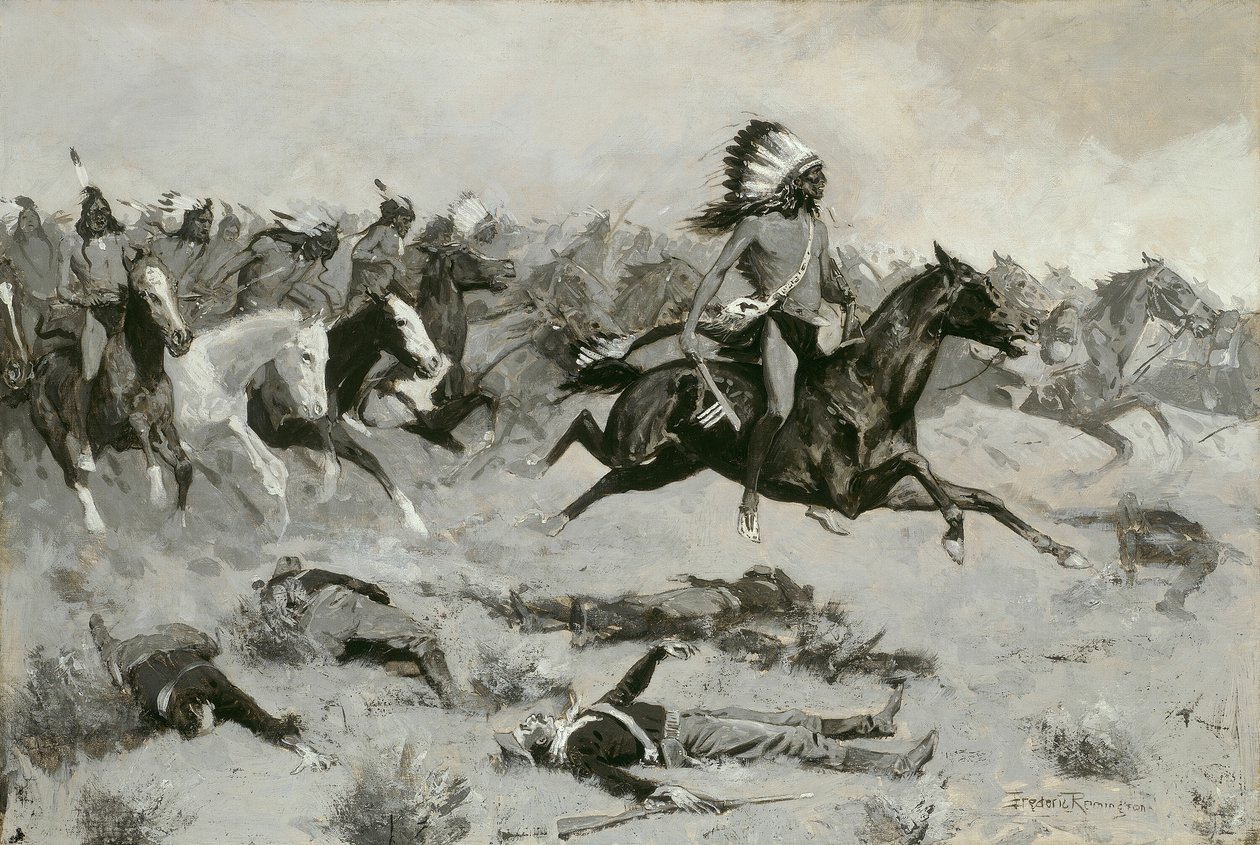 Farende røde loger gik gennem linjen af Frederic Remington