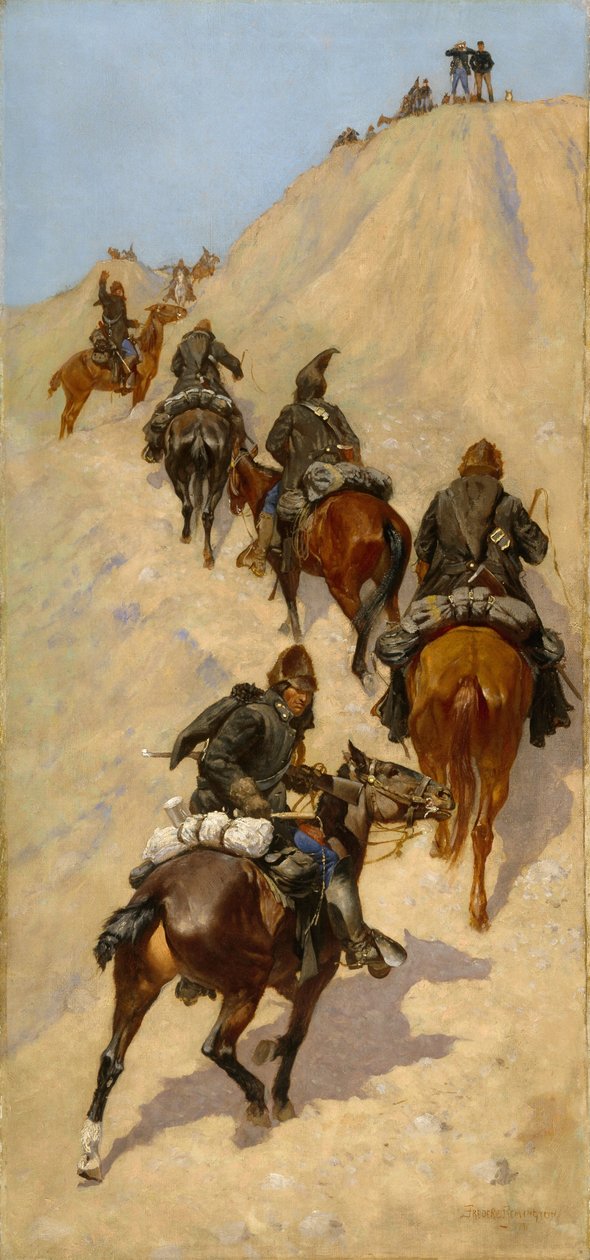 Spejdere bestiger et bjerg af Frederic Remington