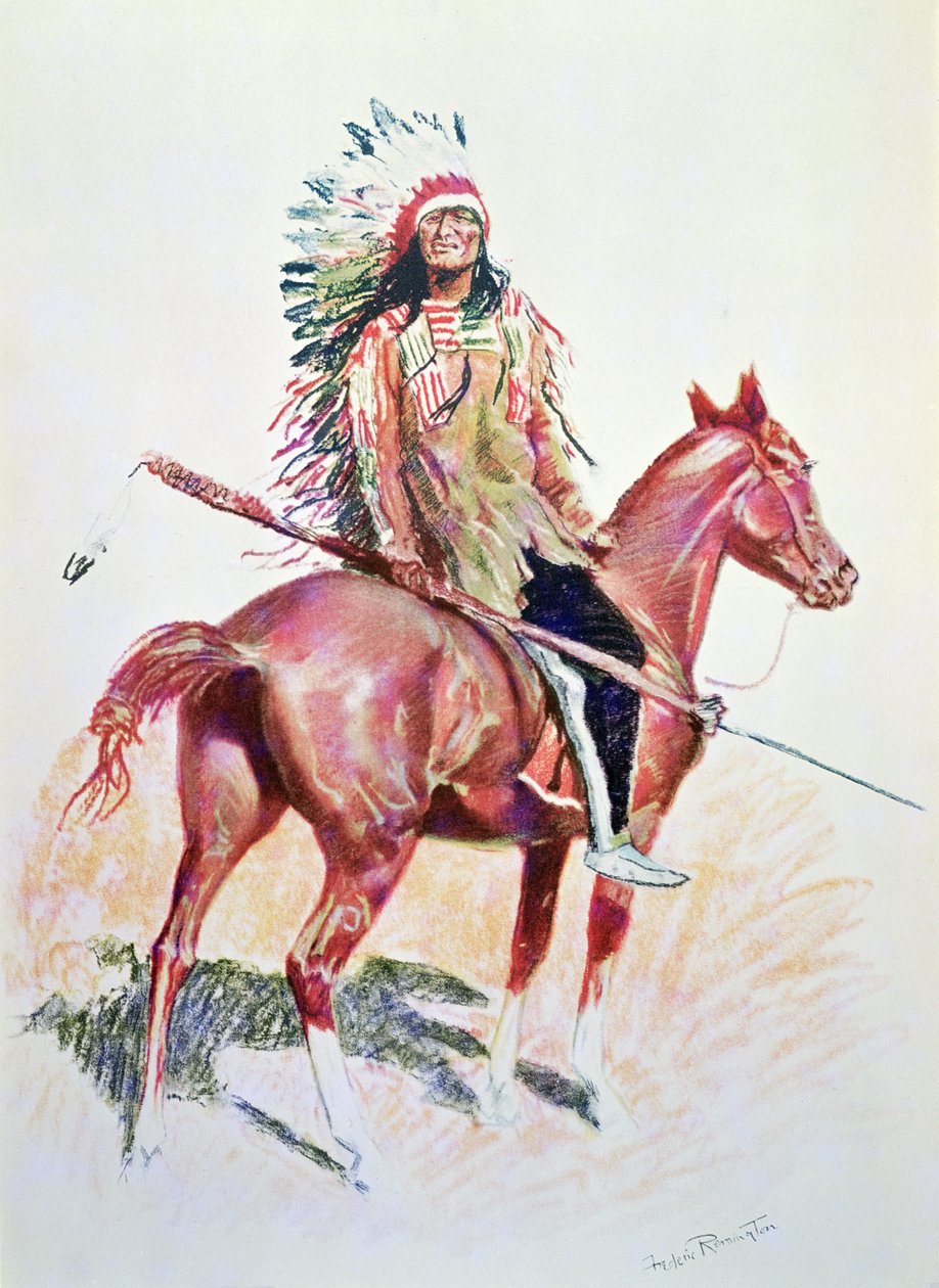 Sioux Chief (farve litho) af Frederic Remington