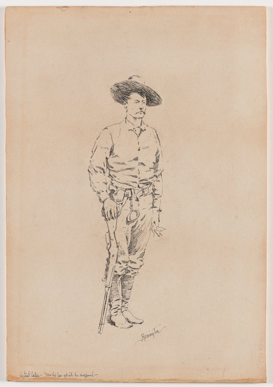 Skitse af en Texas Ranger til "How the Law Kom ind i Chaparral" af Frederic Remington