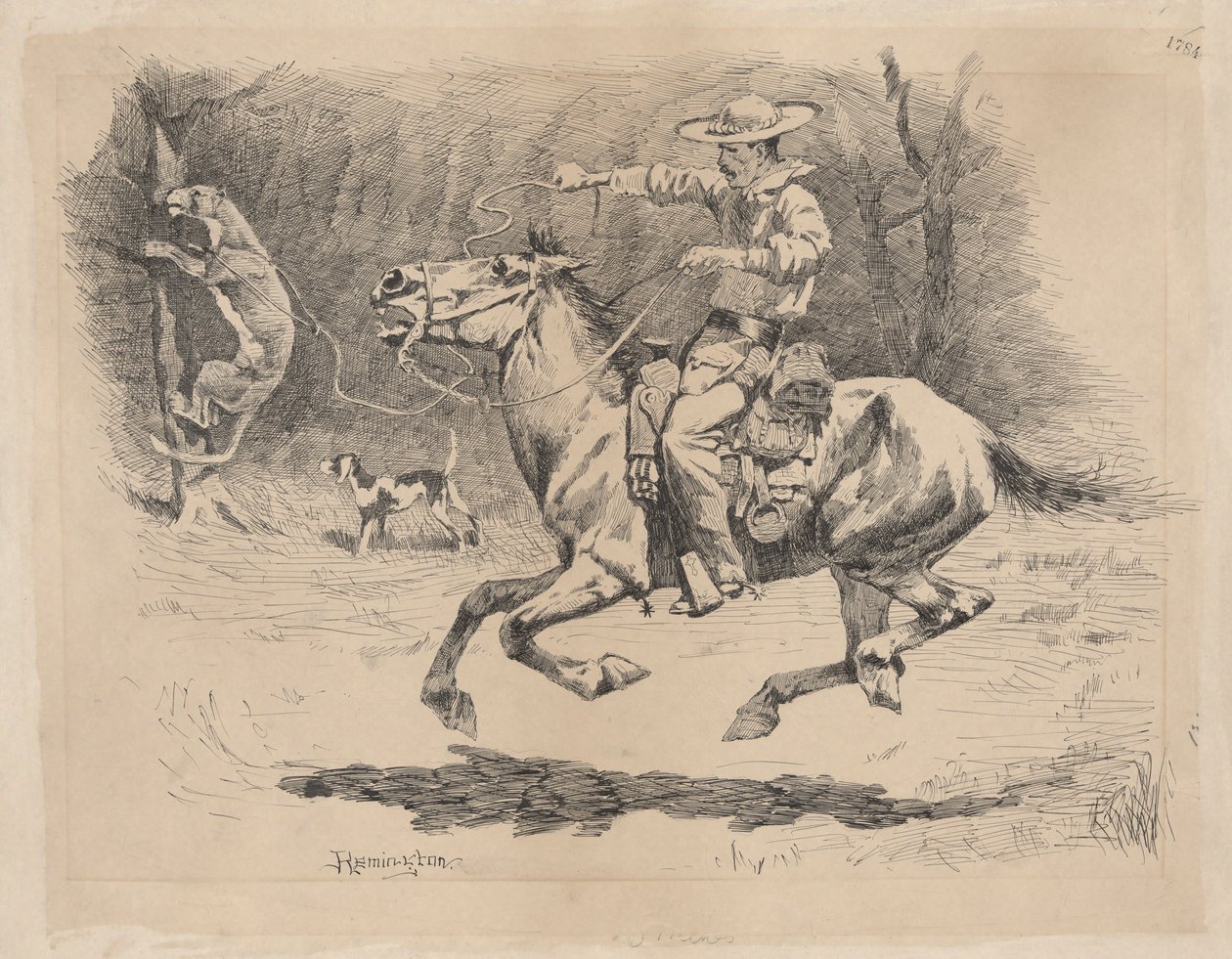 Ansporer sin hest i forfølgelse af Frederic Remington
