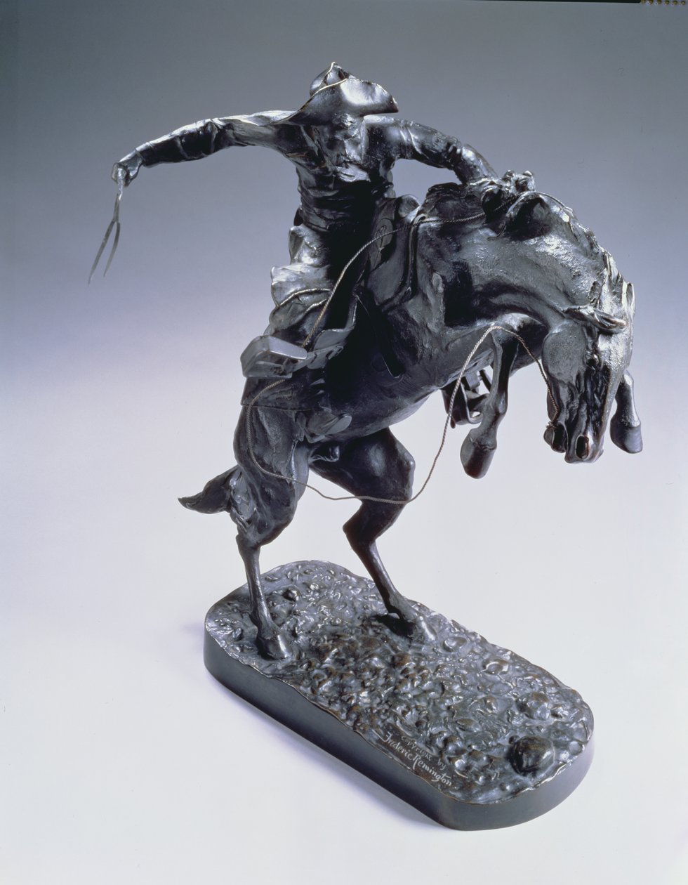 Bronco Buster, 1889 (bronze med brun patina) af Frederic Remington