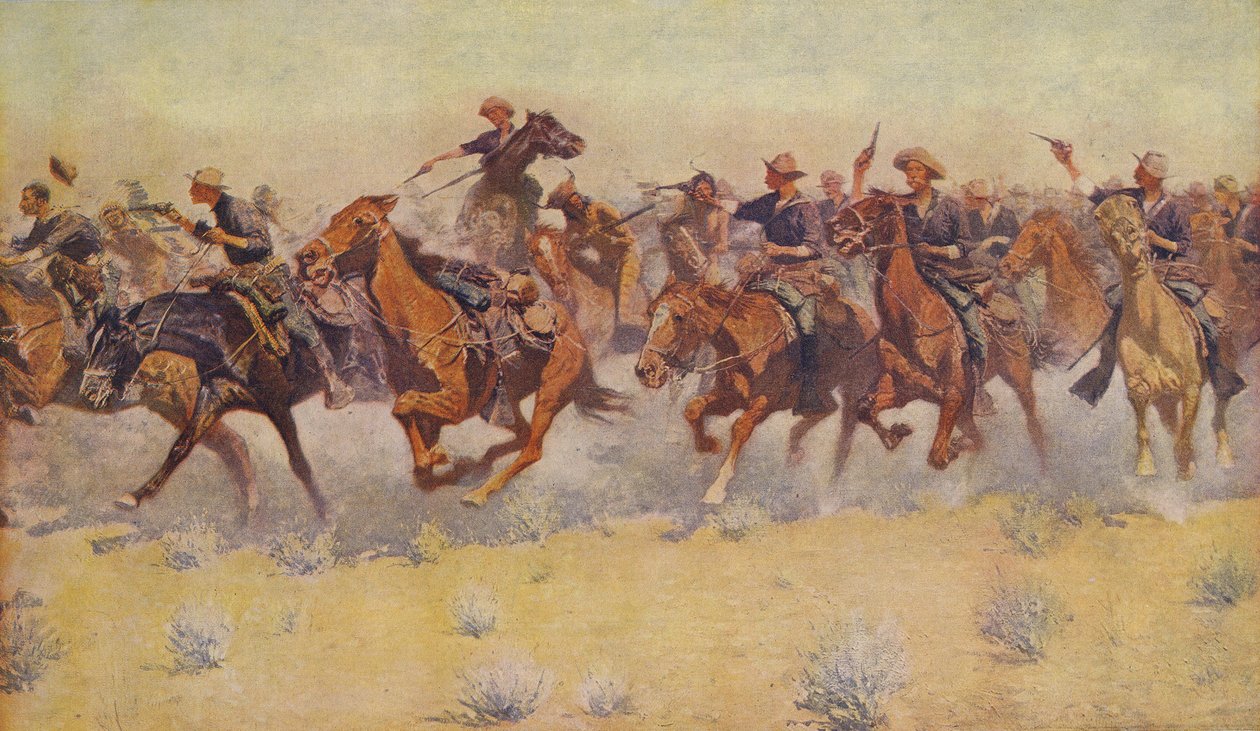 The Charge, fra Colliers Weekly, pub.1906 af Frederic Remington