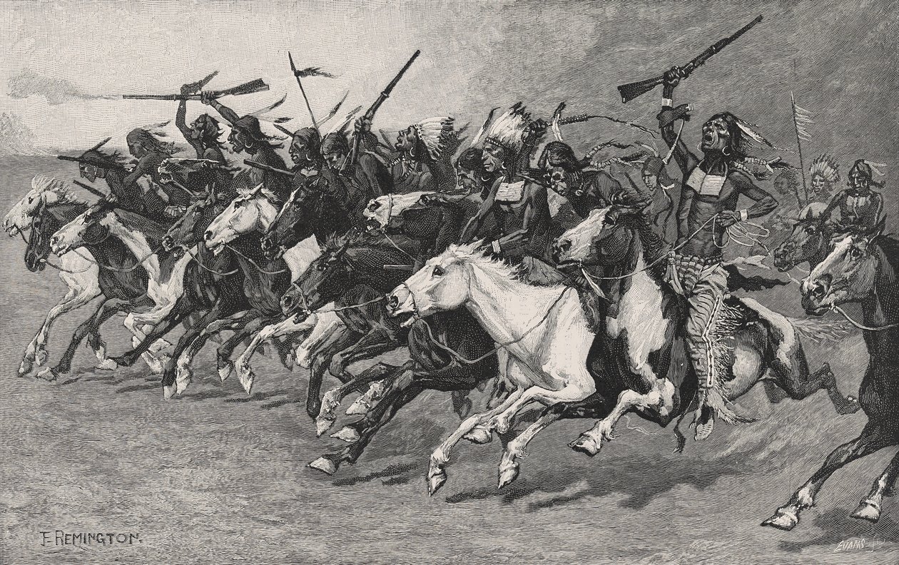 Ladningen på solpolen af Frederic Remington