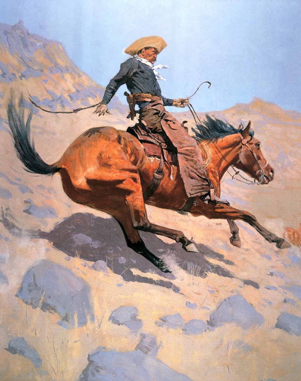 Cowboy (olie på lærred) af Frederic Remington