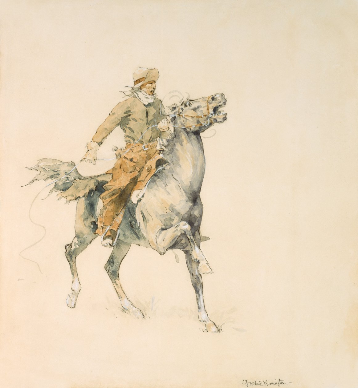 The Cowboy, ca. 1897 (wc på papir) af Frederic Remington
