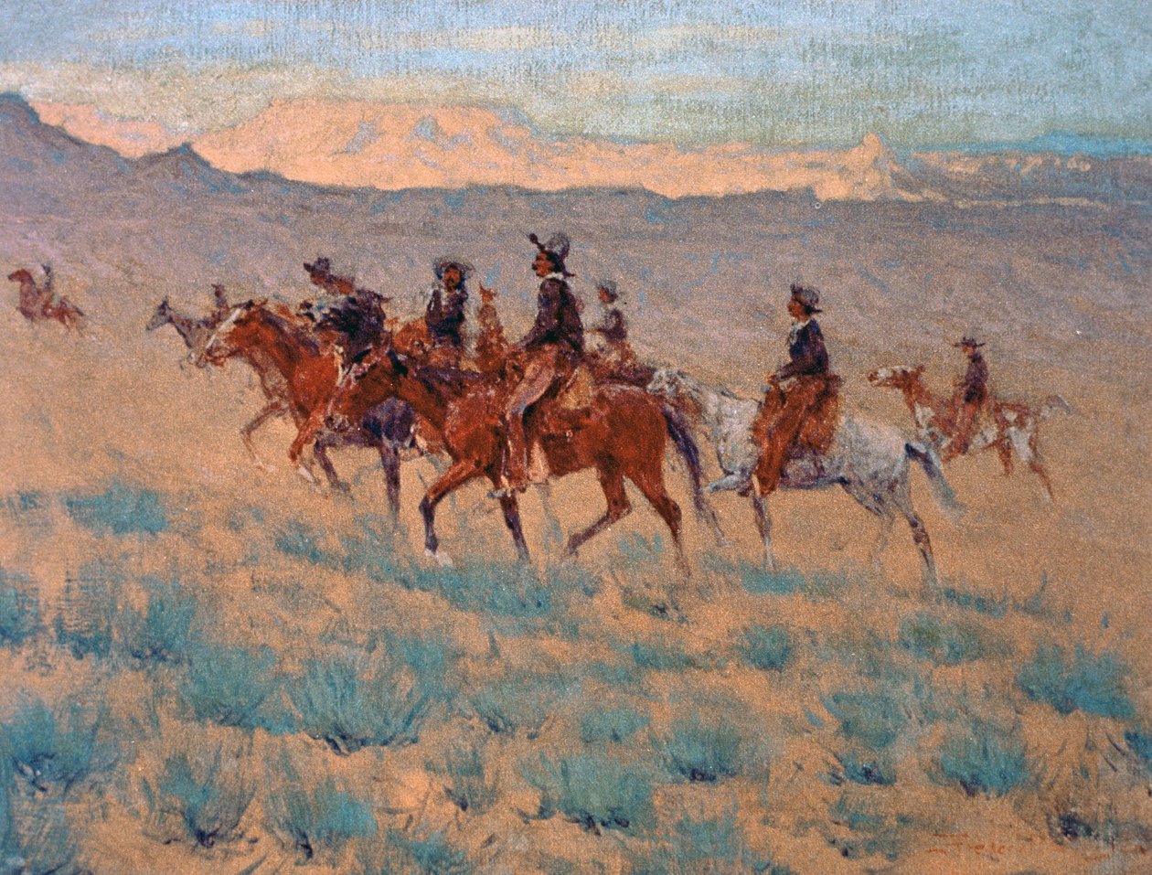 The Cowpunchers (akvarel på papir) af Frederic Remington