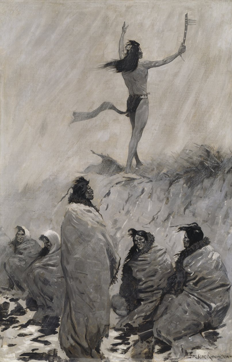 Ildspiseren løftede sine arme mod tordenfuglen af Frederic Remington