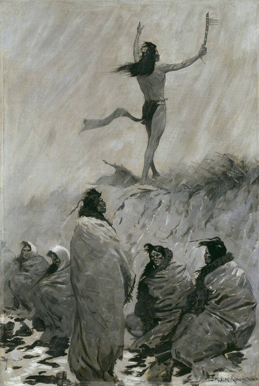 The Fire Eater Raised His Arms to the Thunder Bird, c.1900dani af Frederic Remington