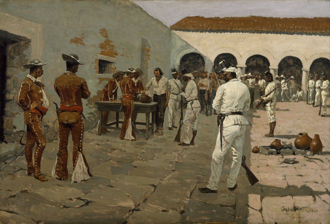 Mier-ekspeditionen:  Tegningen af den sorte bønne (Fanger tegner deres bønner) af Frederic Remington