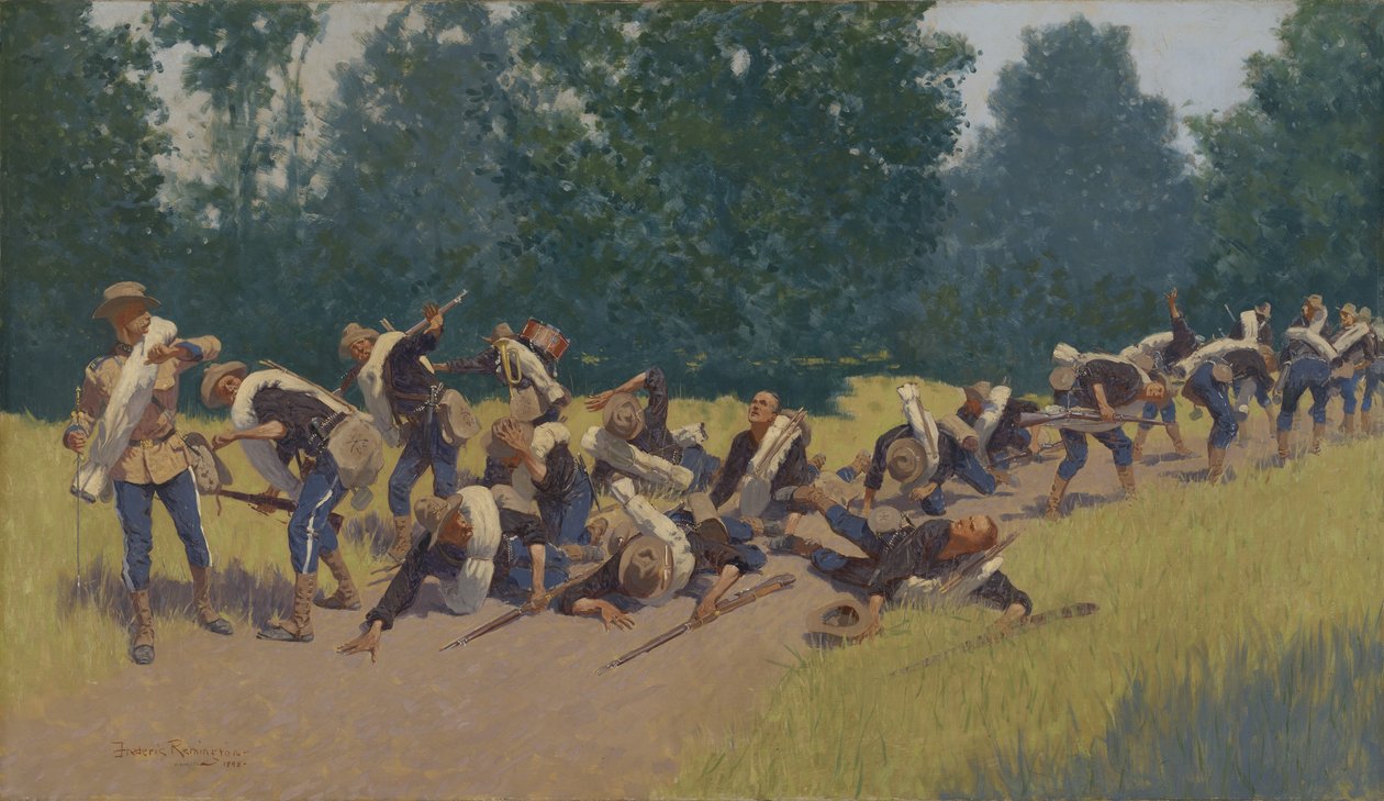 Skriget af granatsplinter ved San Juan Hill, 1898 af Frederic Remington