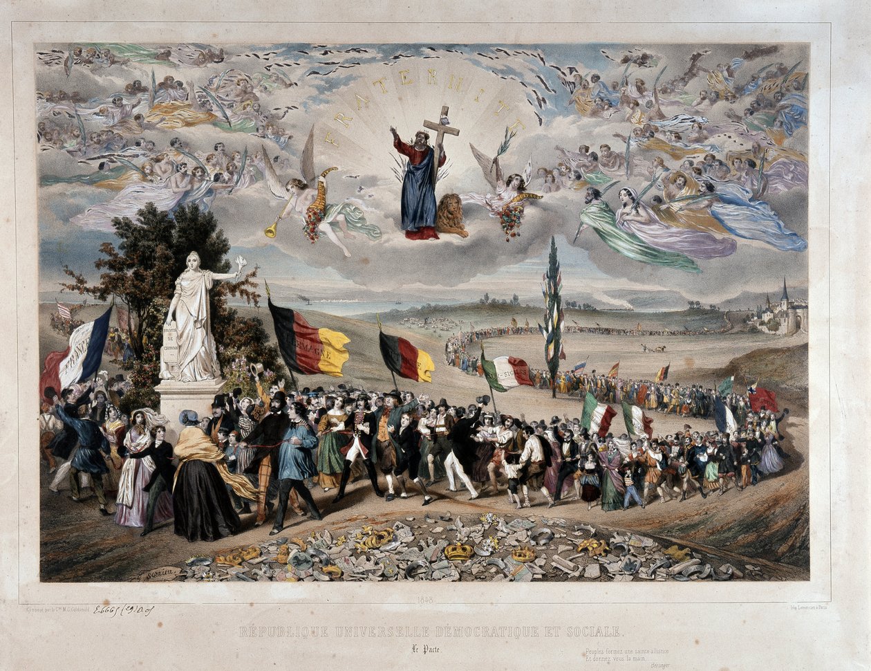 Den universelle demokratiske og sociale republiks procession af de europæiske folk i union og broderskab. Litografi af Frederic Sorrieu (1807-vers 1861) 1848 Paris, musee Carnavalet - Universal Democratic and Social Republic af Frederic Sorrieu