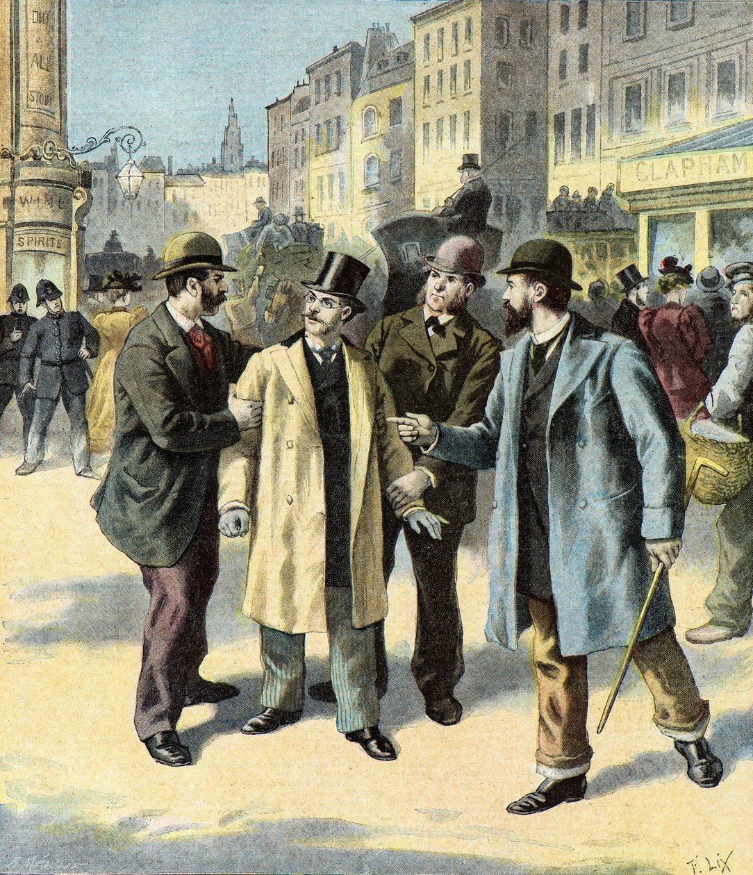 Arrestation af Leopold Emile Aron,1895 (Illustration) af Frederic Theodore Lix