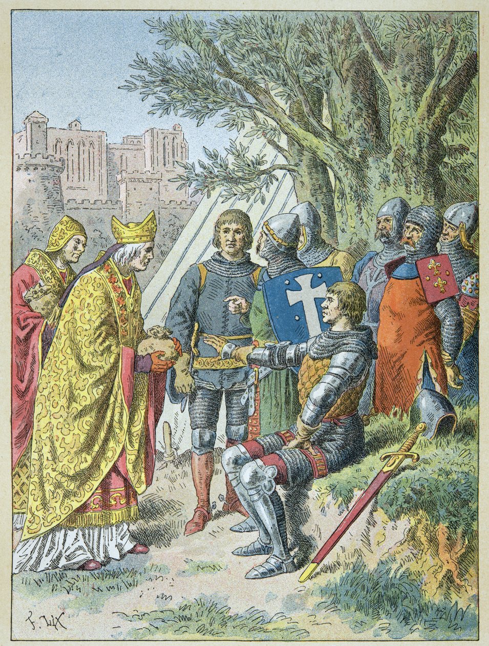 Bertrand Du Guesclin modtog det nag, han søgte for at beholde Avignon af Frederic Theodore Lix