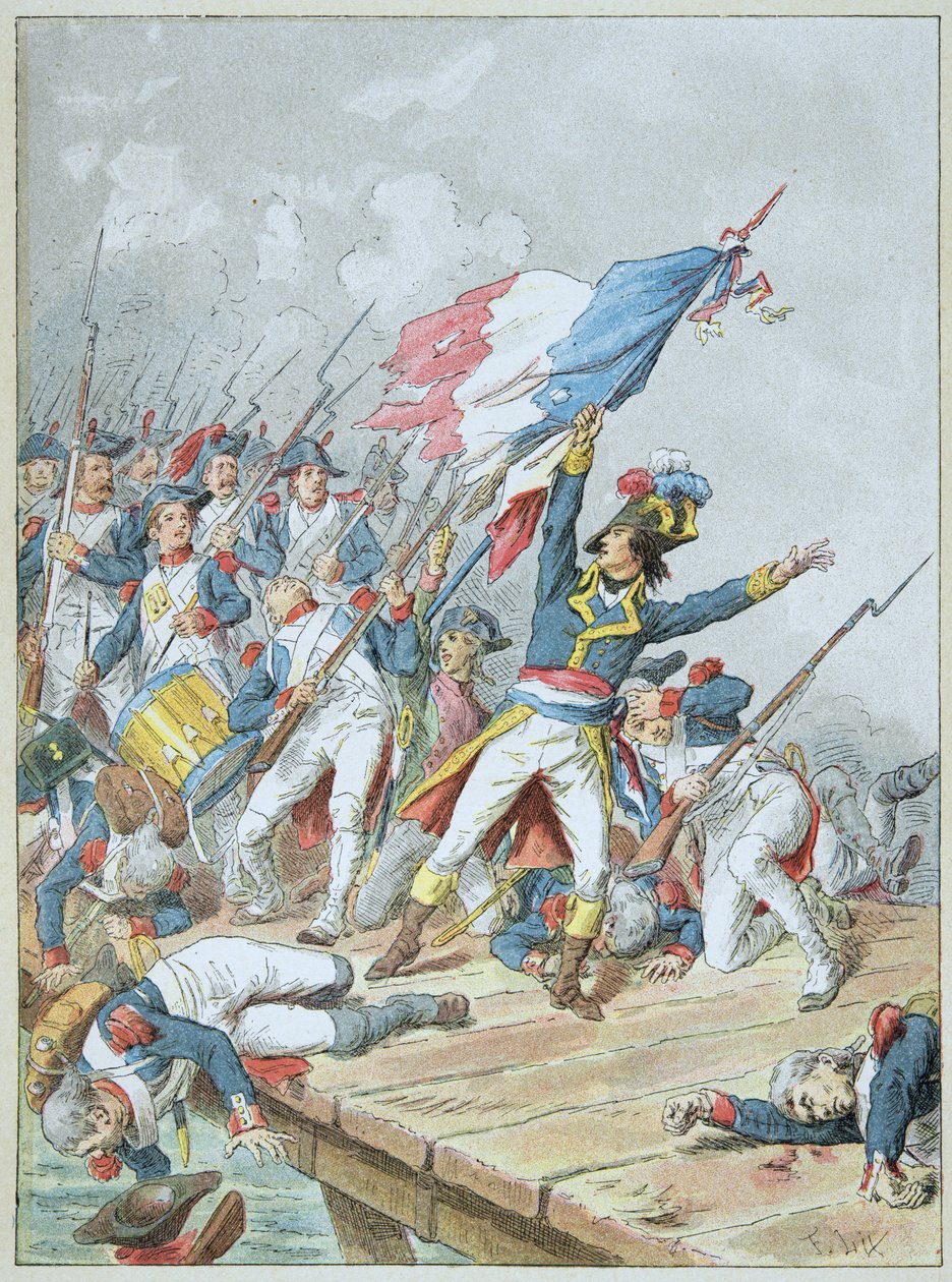 Bonaparte krydser broen d Arcole i november 1796 af Frederic Theodore Lix
