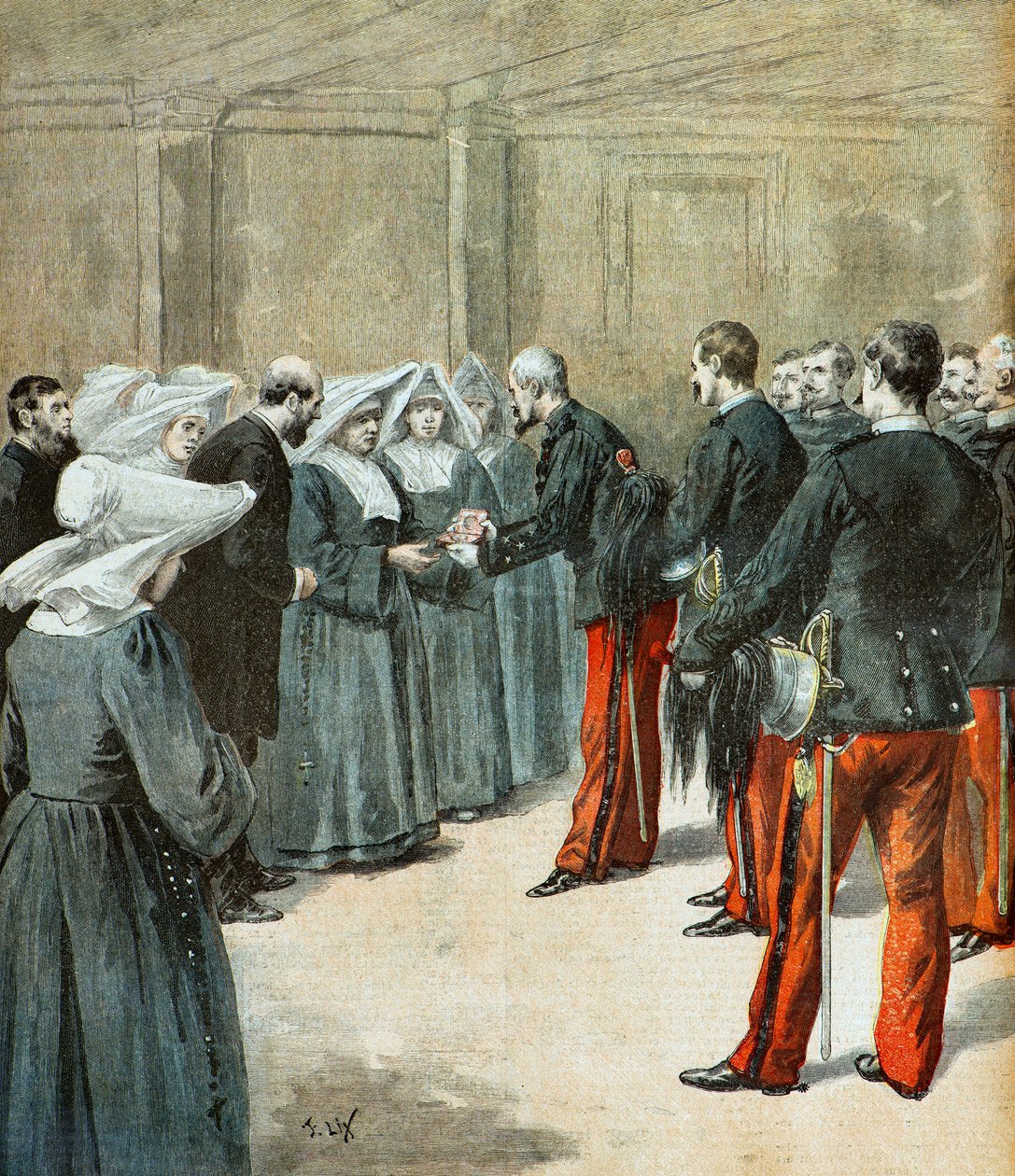 General Marin overrækker en æresmedalje af Frederic Theodore Lix