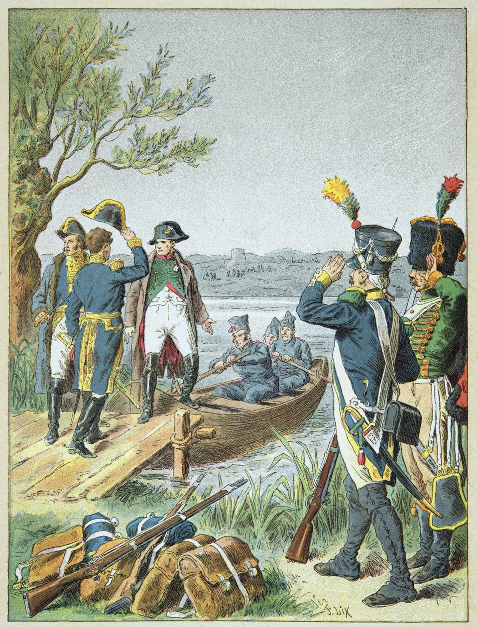 Napoleon Bonaparte og Massena på de Lobau efter slaget ved Essling, 22. maj af Frederic Theodore Lix
