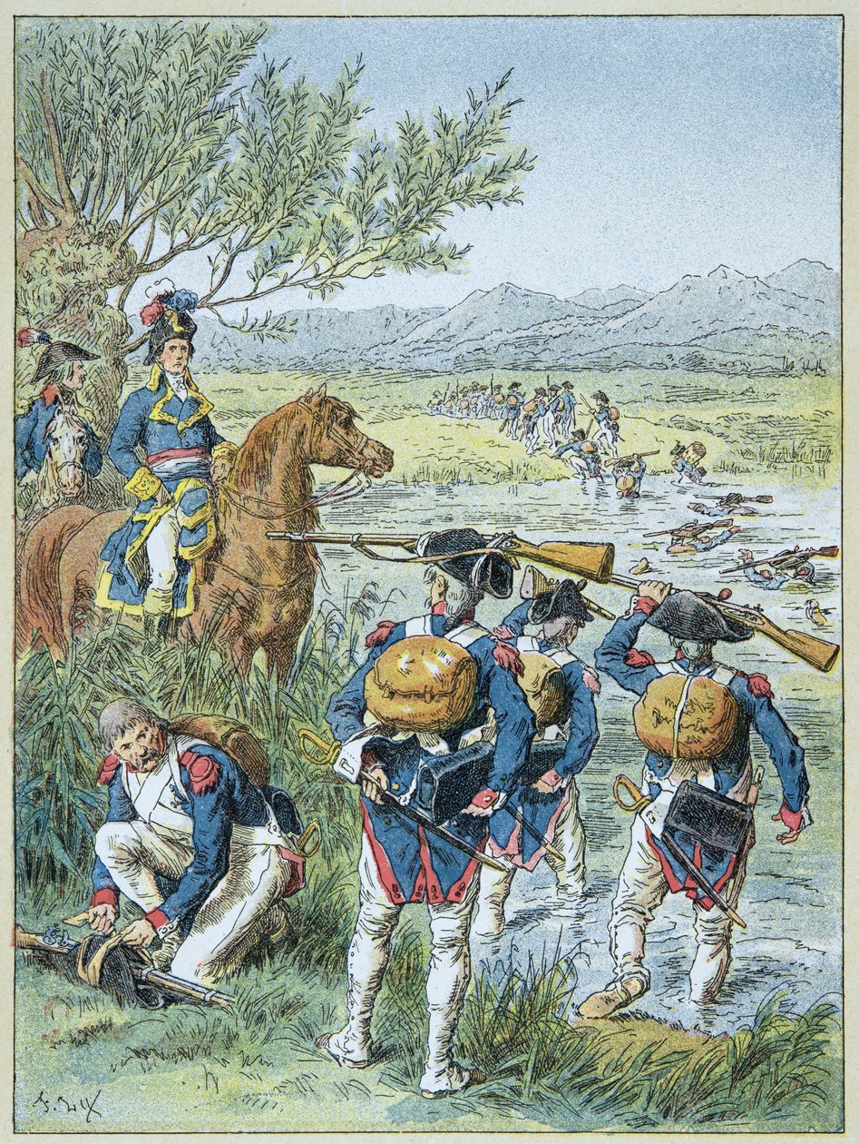 Andet slag ved Zürich - Passage af Lintz i 1799 af Massenas hær af Frederic Theodore Lix