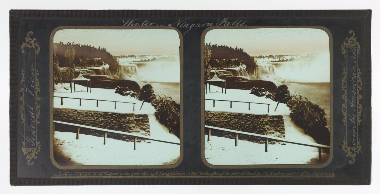 Vinter Niagara Falls, General View fra den amerikanske side af Frederic and William Langenheim