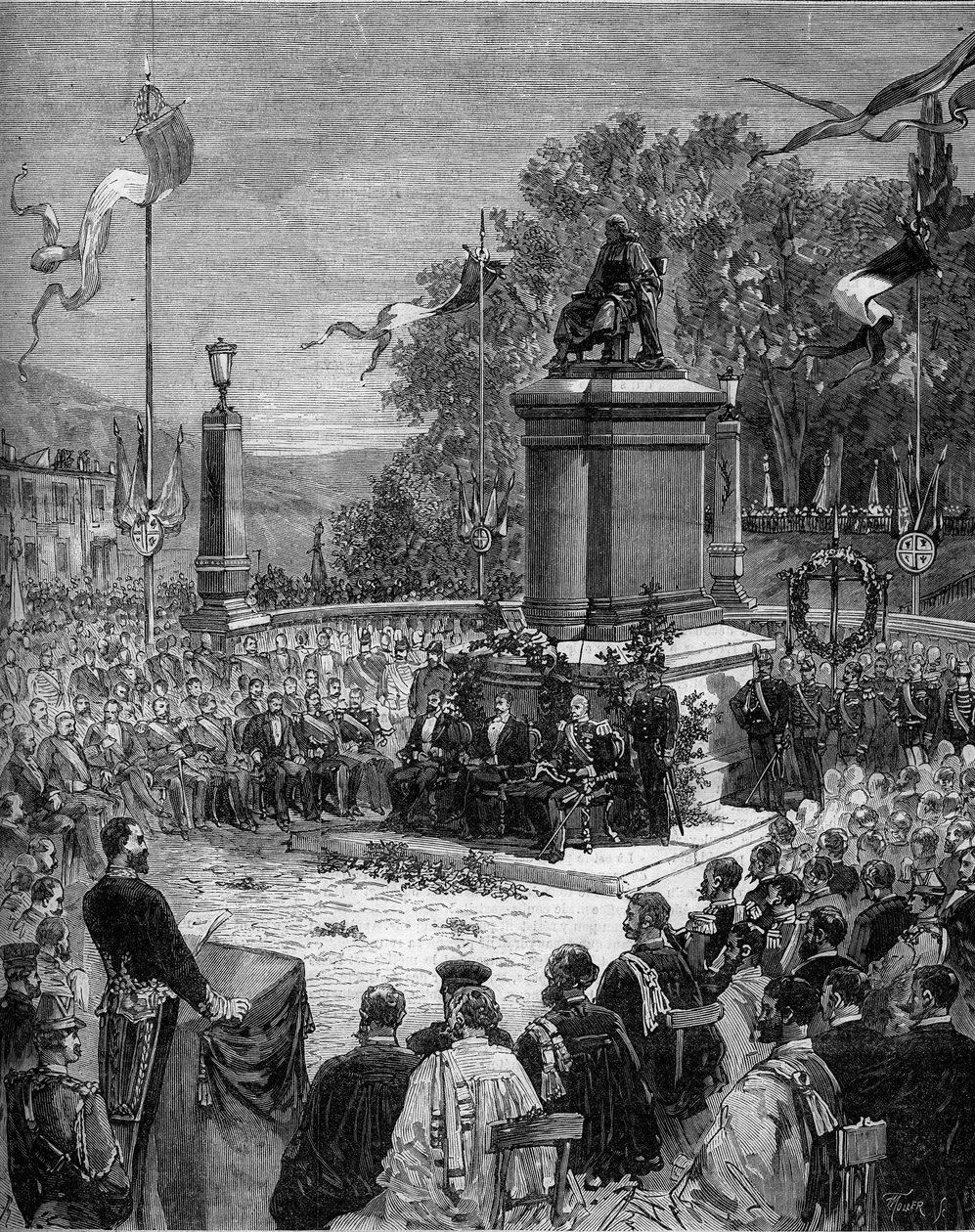 Indvielse af statuen af Blaise Pascal (1623-1662) på Place Saint Herem i Clermond Ferrand (Clermond Ferrand), Puy de Dome (63). 5. september af Frederic de Haenen