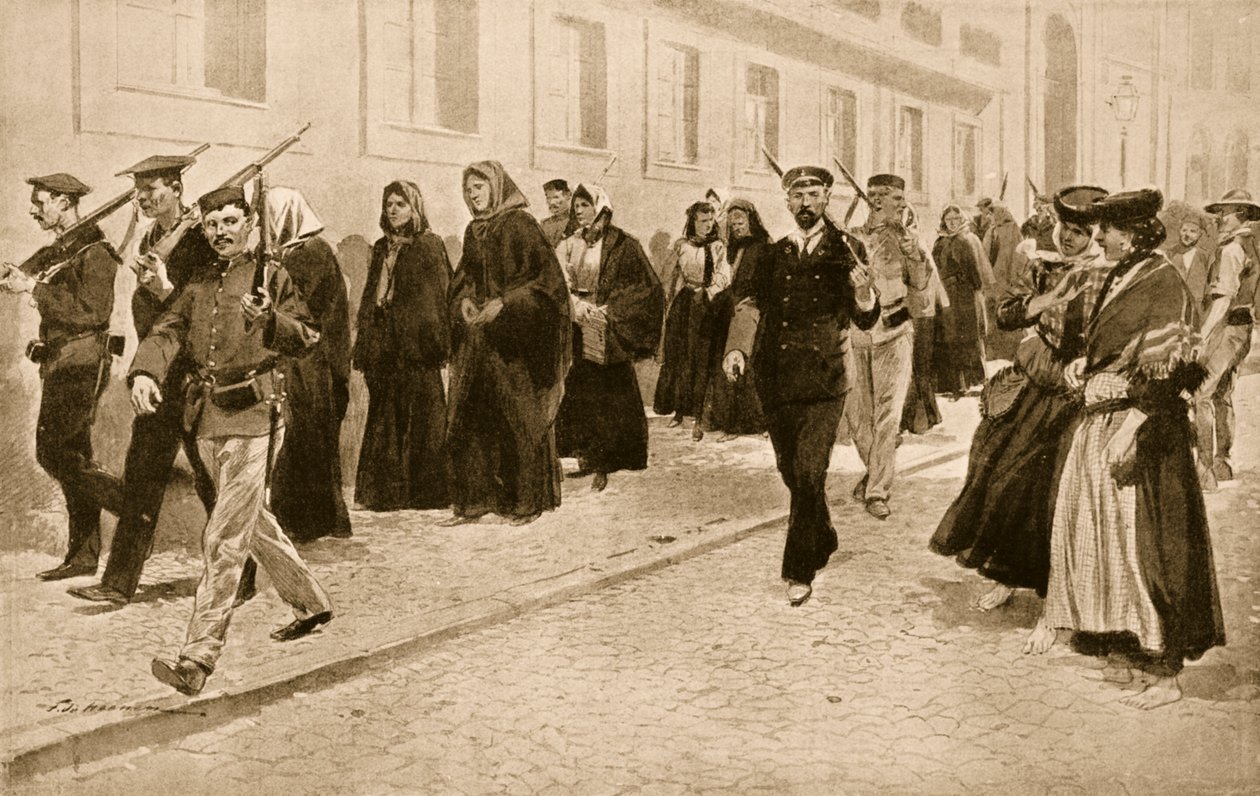 Nonner under republikansk beskyttelse under 1910-revolutionen i Portugal af Frederic de Haenen