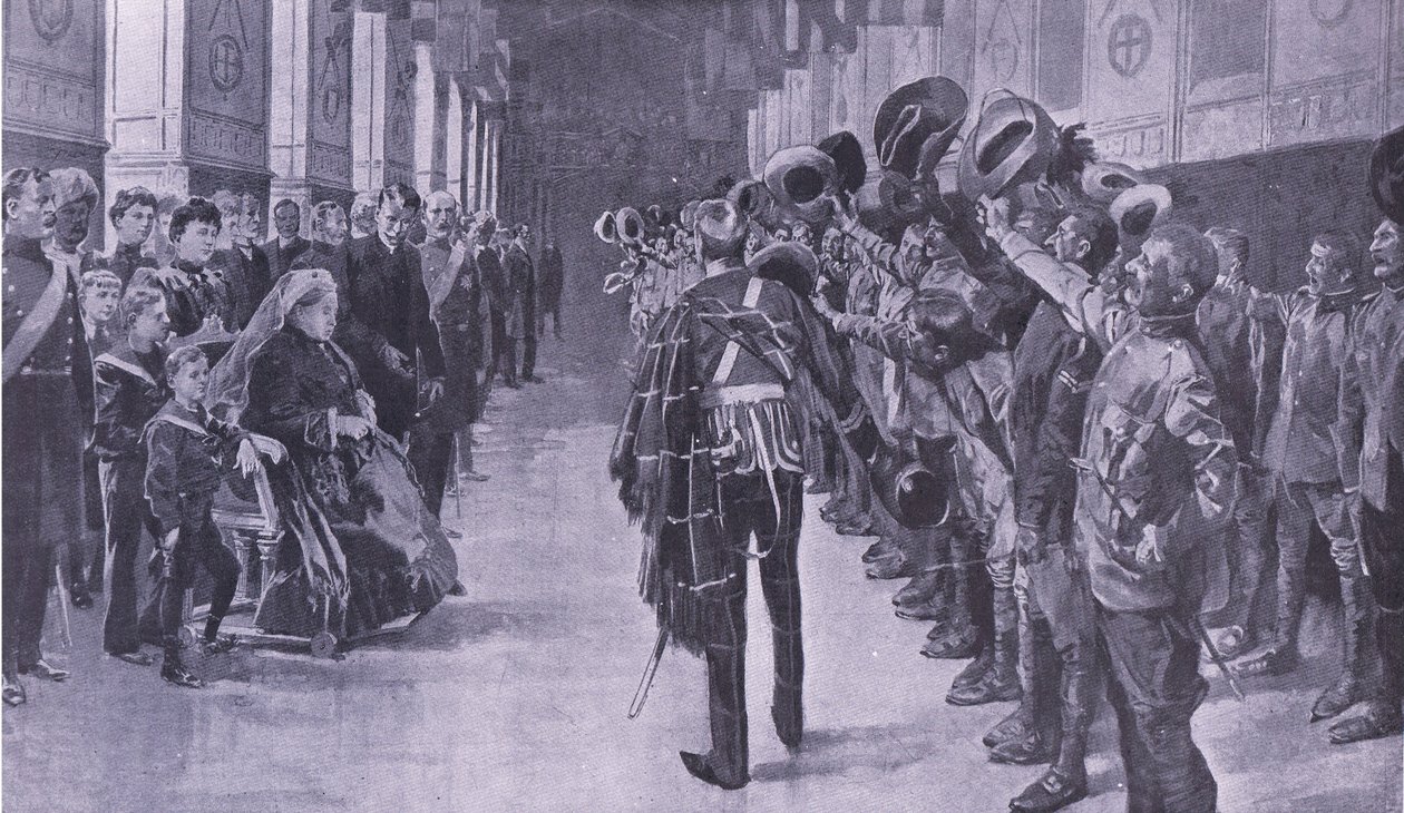 Dronning Victoria inspicerer invaliderede kolonialer i St George