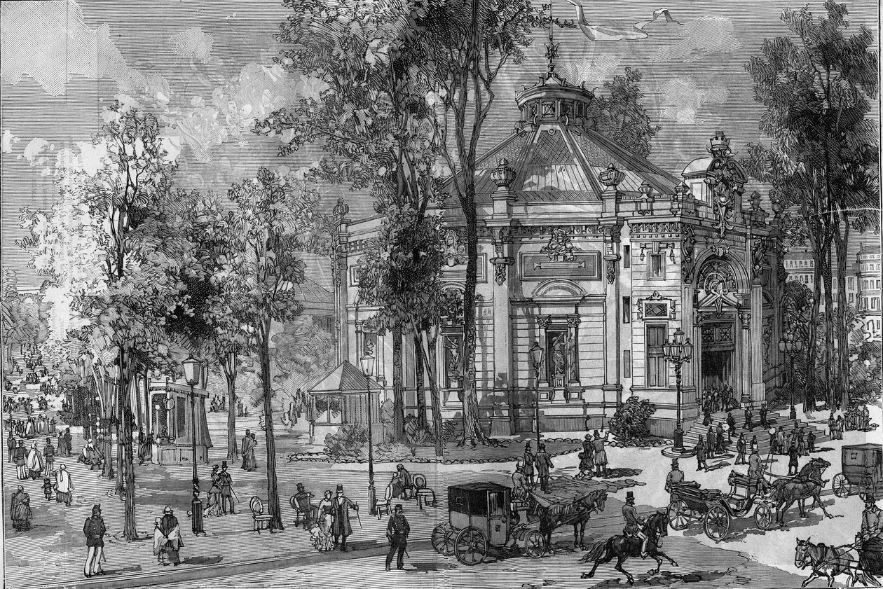 Udsigt over Panorama Marigny-teatret under dets opførelse af Charles Garnier (1825-1895) i Paris af Frederic de Haenen