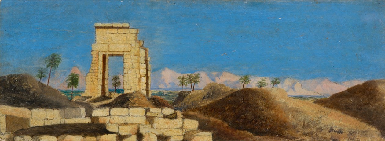 Ruiner i ørkenen, ca. 1846-1907 (olie om bord) af Frederica Countess of Scarborough Drummond