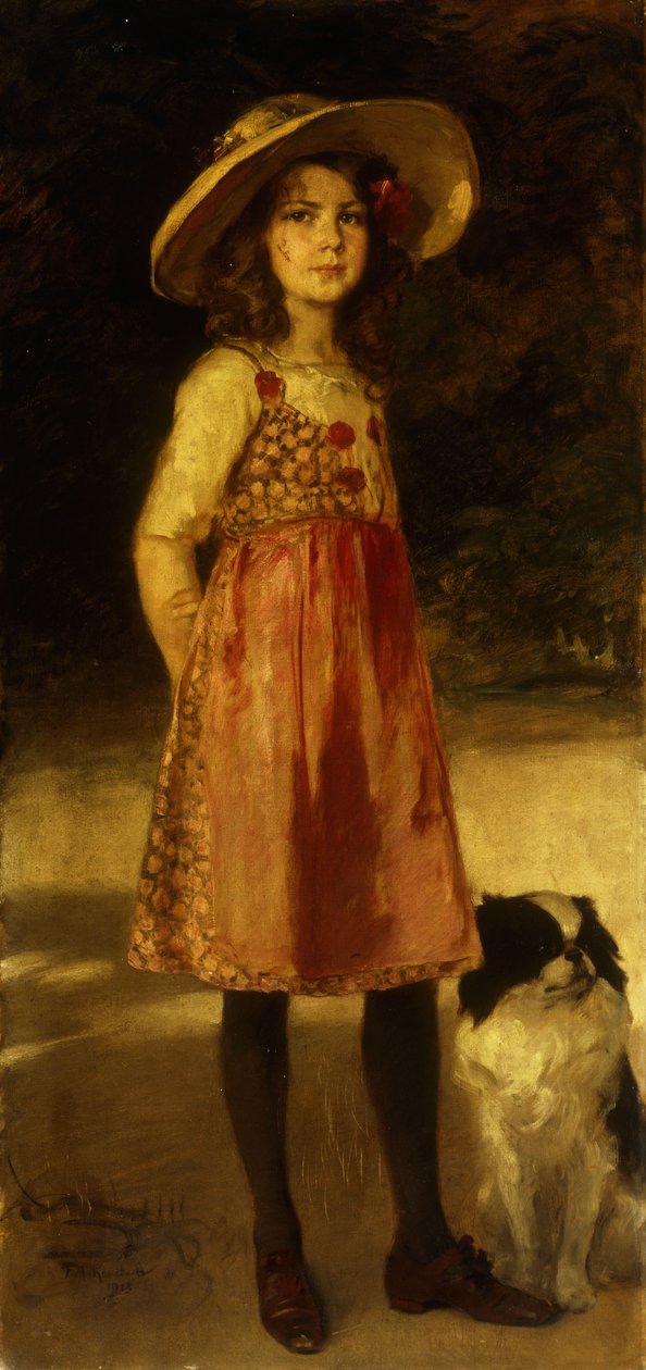 Portræt af kunstnerens datter, Hilde, 1913 af Frederich August Kaulbach