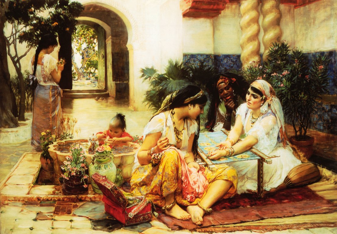 I en landsby El Biar Algerier af Frederick Arthur Bridgman