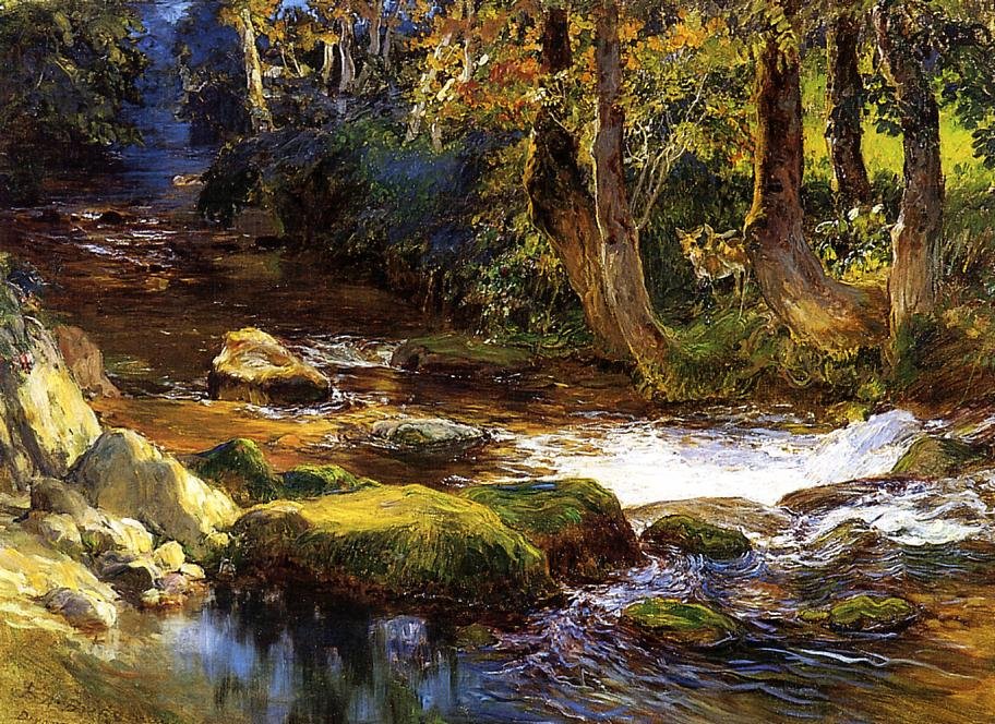 Flodlandskab med Deern af Frederick Arthur Bridgman