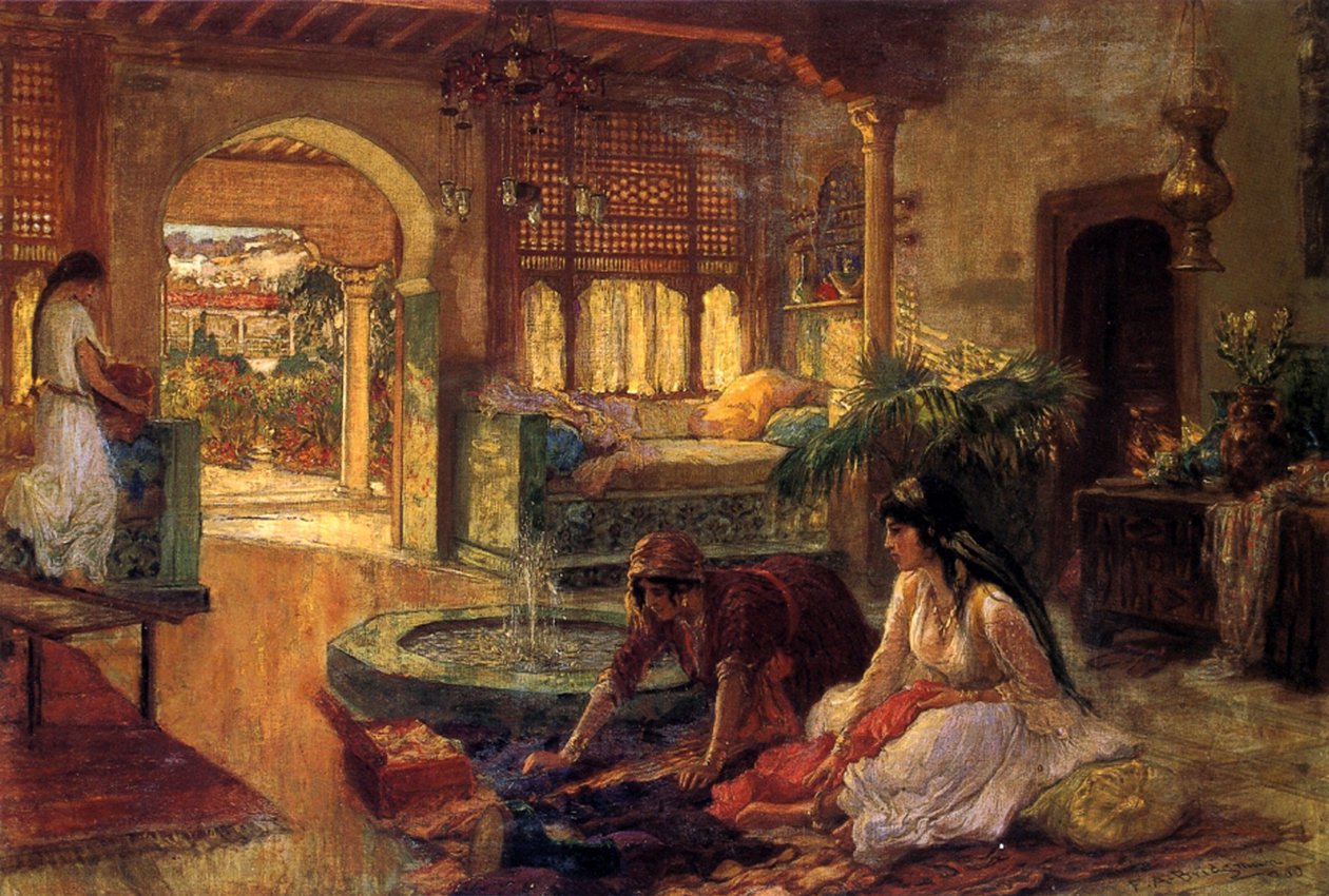 Et orientalsk interiør, 1900 af Frederick Arthur Bridgman