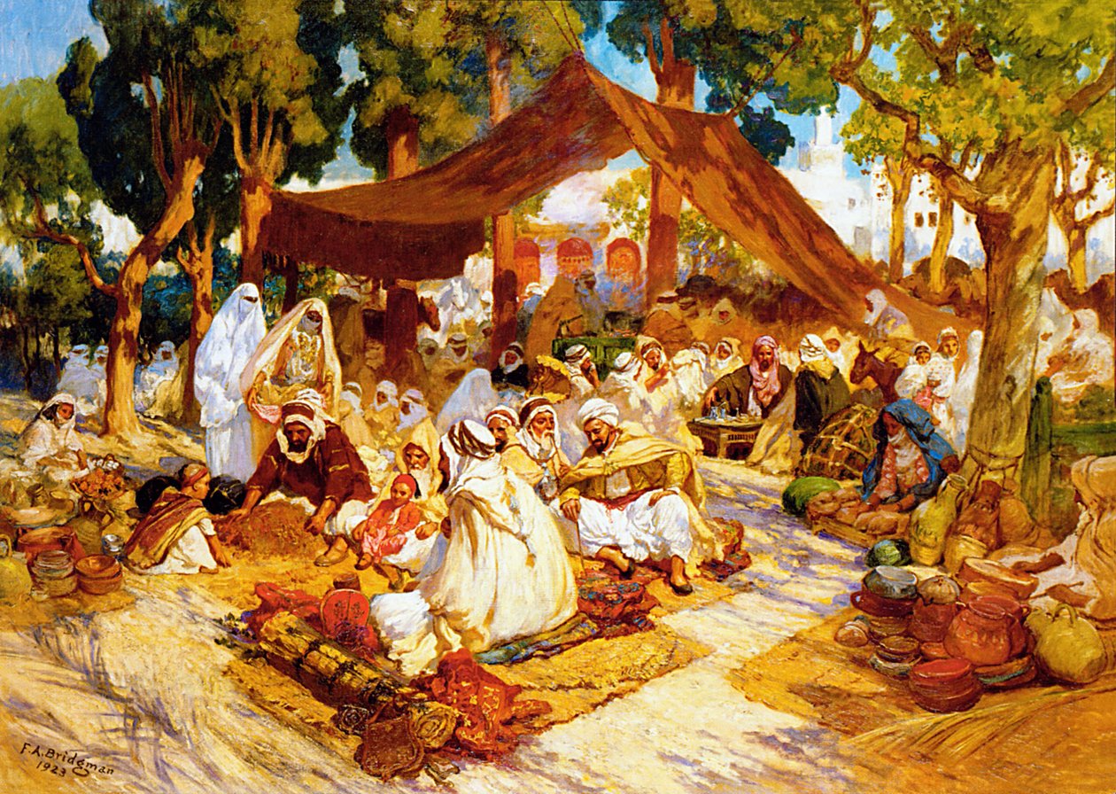 En aftensamling ved en nordafrikansk lejr af Frederick Arthur Bridgman