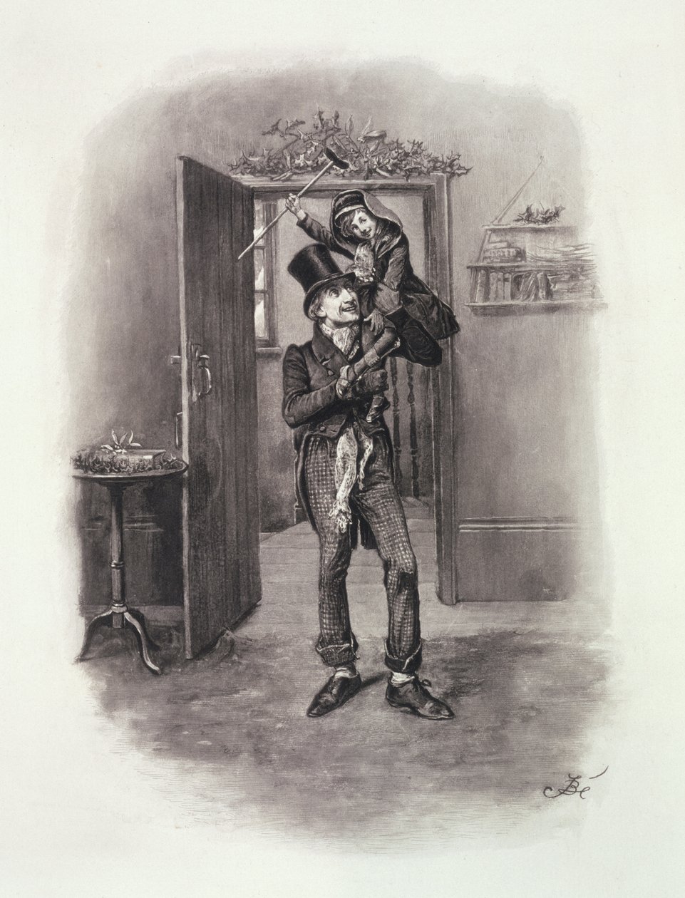 Bob Cratchit og Tiny Tim, fra "Charles Dickens: A Gossip about his Life", af Thomas Archer, udgivet ca. 1894 af Frederick Barnard
