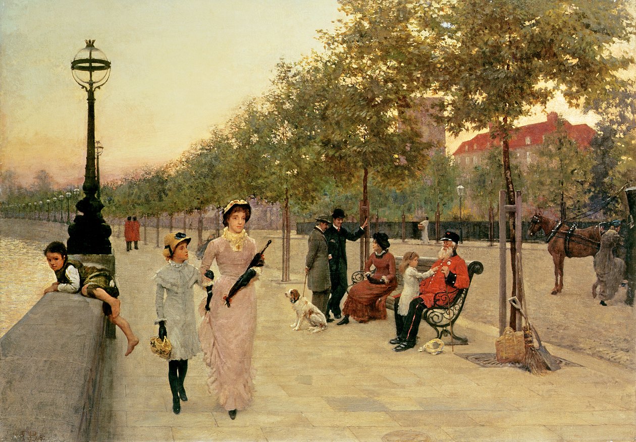 Gå langs Embankment ved Chelsea af Frederick Brown