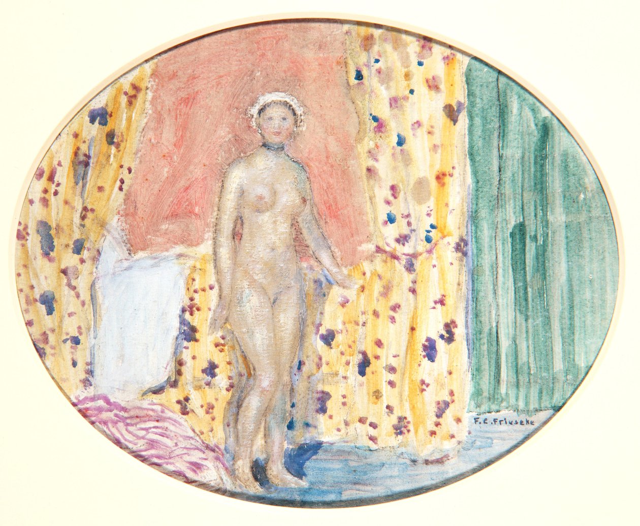 Nøgen, ca. 1915 (olie på pap) af Frederick Carl Frieseke