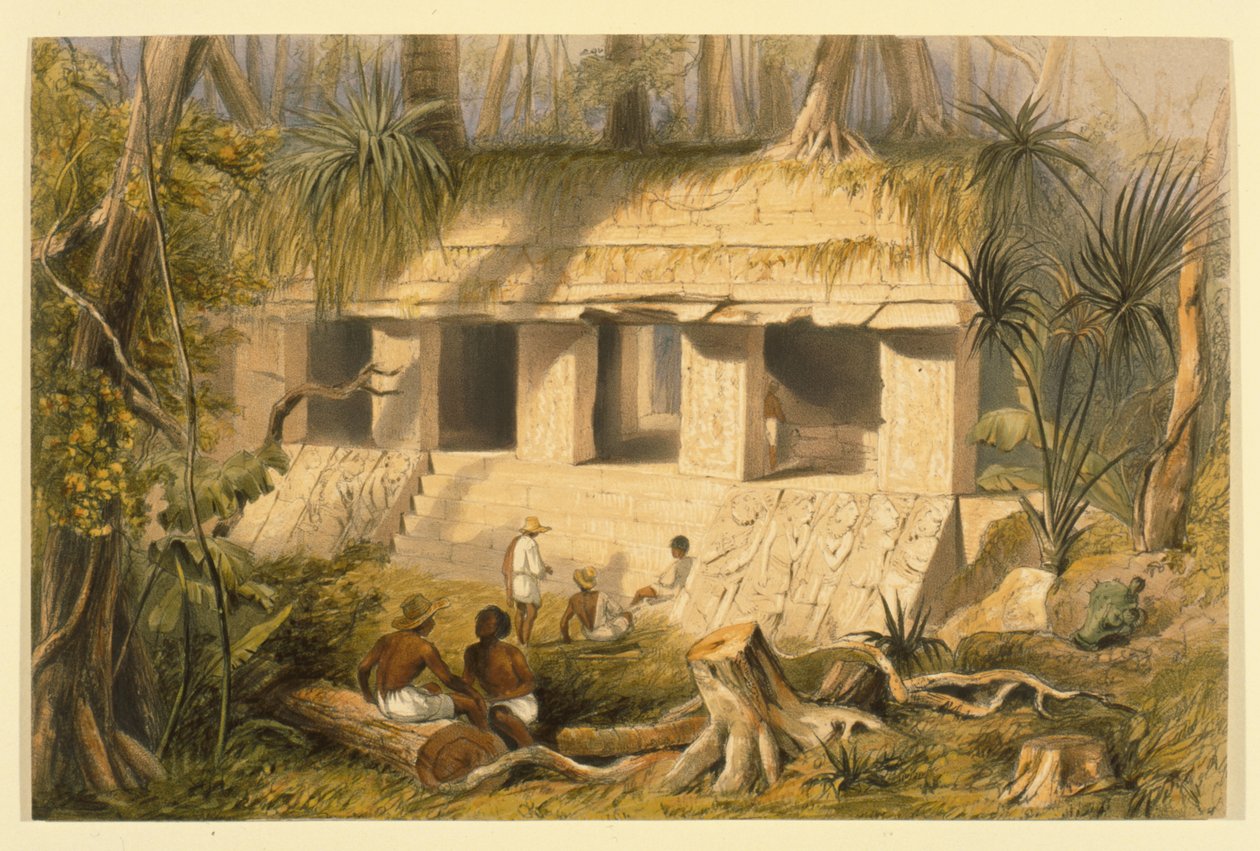 Principle Court of the Palace at Palenque, illustration fra 