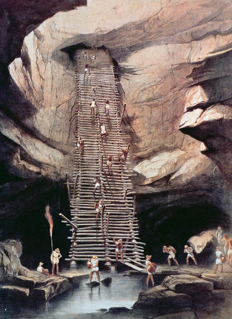 The Abyss of Bolonchen, State of Campeche, Mexico, 1844 (farvet litho) af Frederick Catherwood