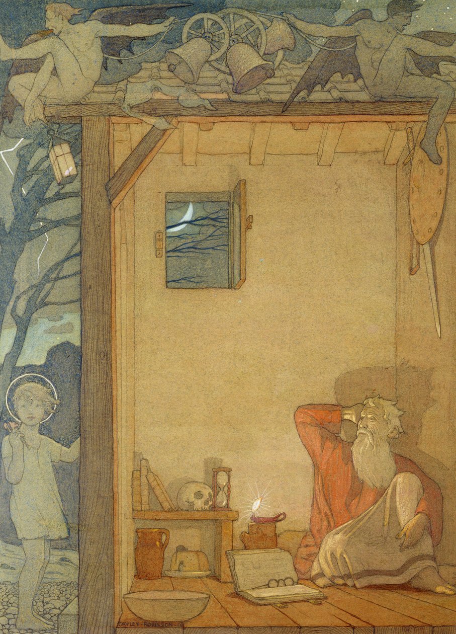 St. Christopher og barnet, 1918 af Frederick Cayley Robinson