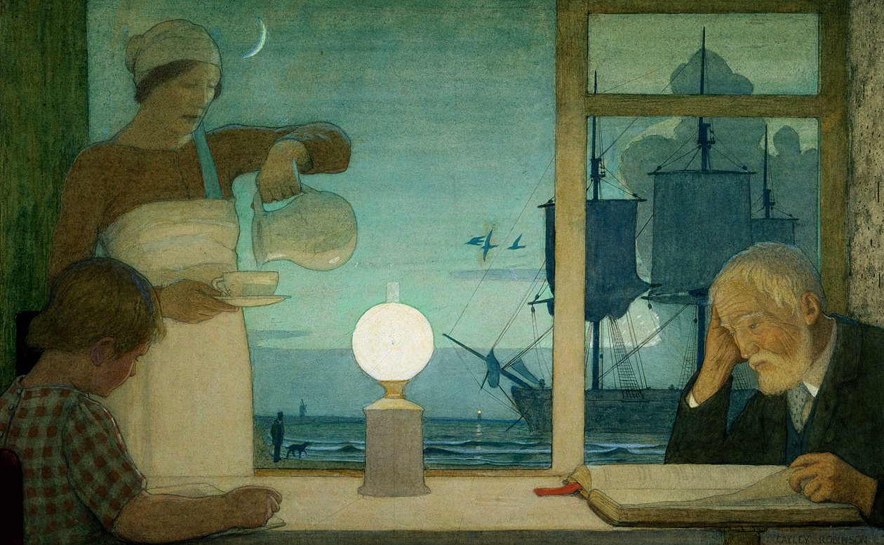 Hviledagen, ca. 1926 af Frederick Cayley Robinson
